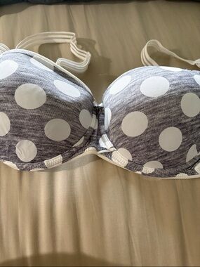 Prima Donna Gray and White Polka Dot Padded Underwire Bra